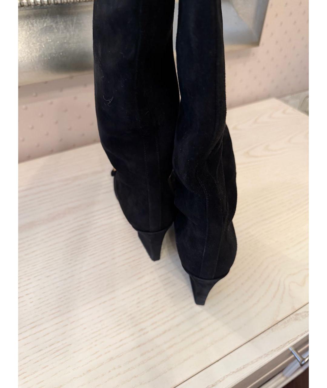CHRISTIAN DIOR Черные замшевые сапоги, фото 3