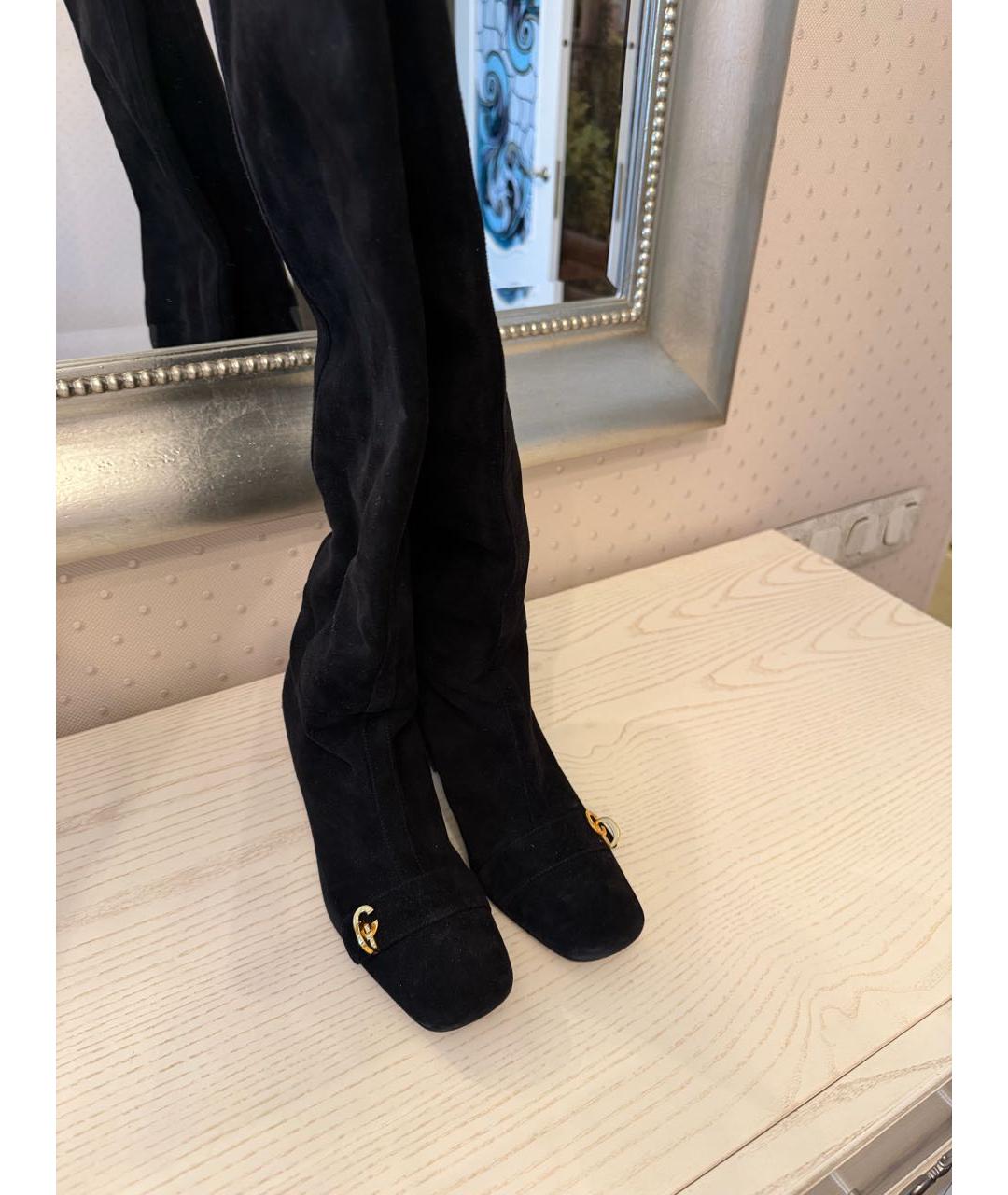 CHRISTIAN DIOR Черные замшевые сапоги, фото 2