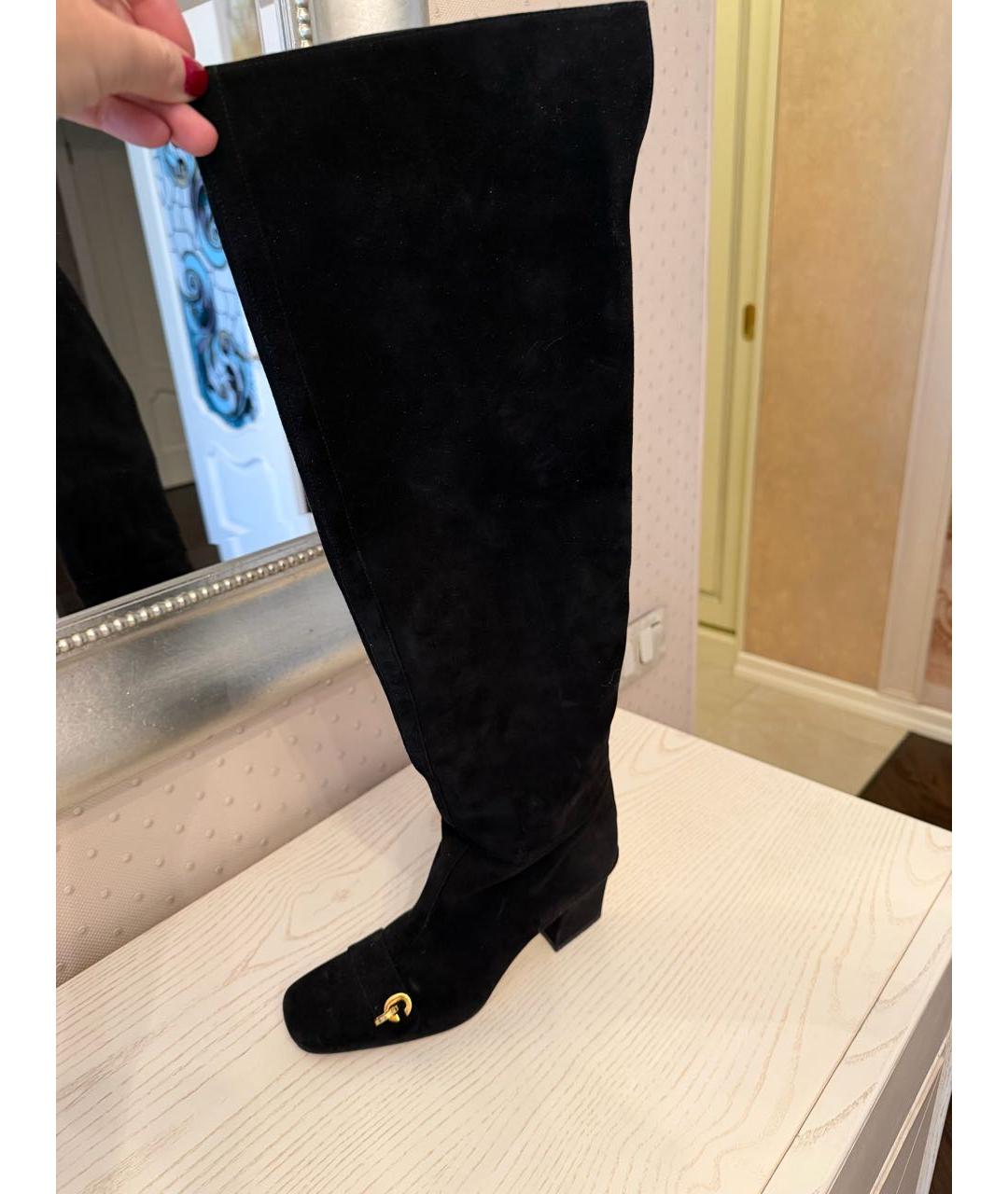 CHRISTIAN DIOR Черные замшевые сапоги, фото 9