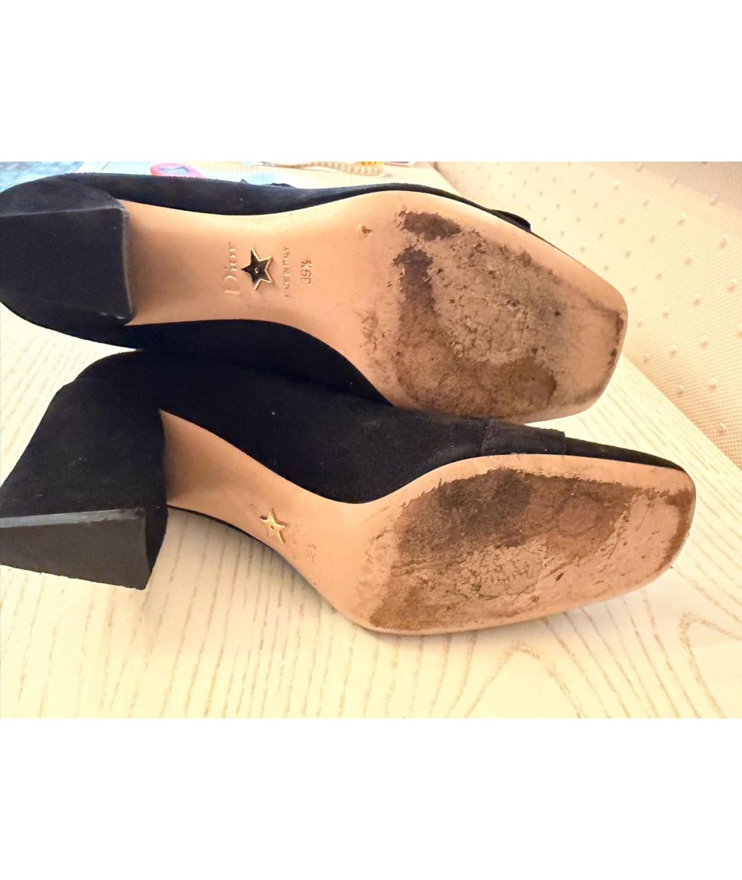 CHRISTIAN DIOR Черные замшевые сапоги, фото 4