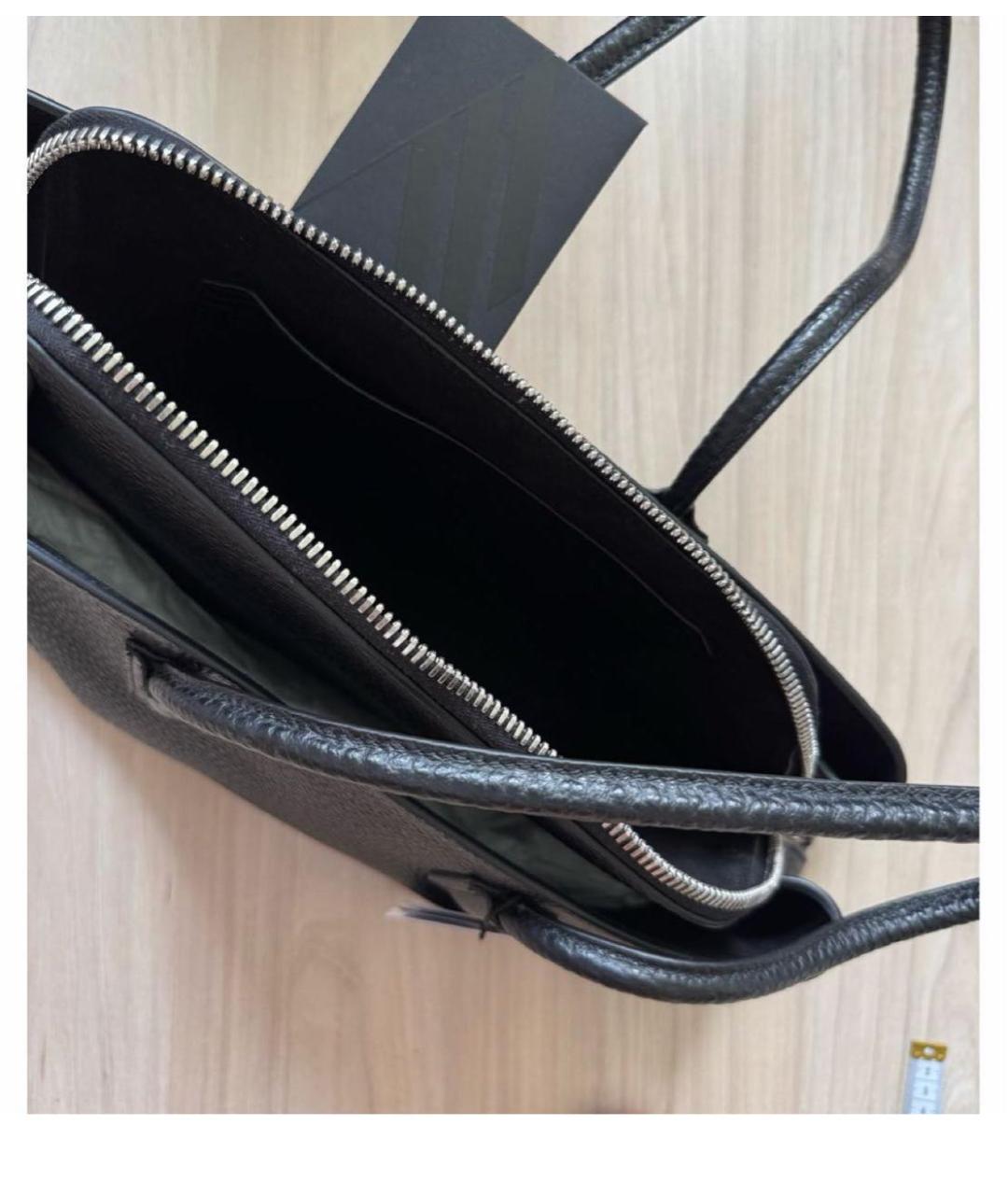 THE ATTICO Черная кожаная сумка тоут, фото 4