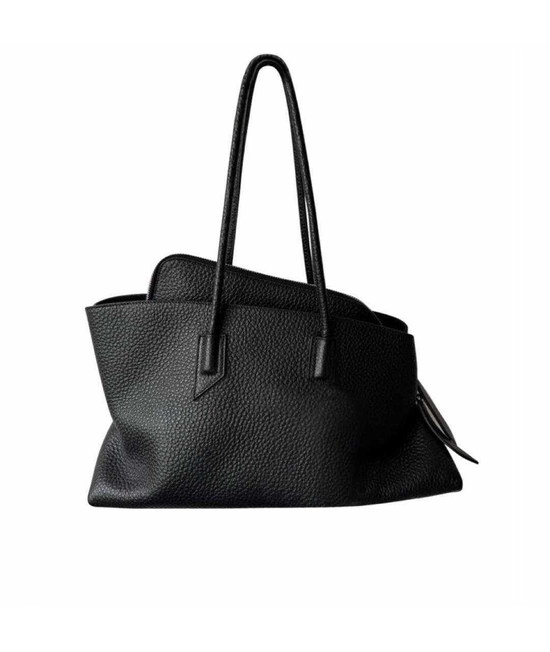THE ATTICO Черная кожаная сумка тоут, фото 5