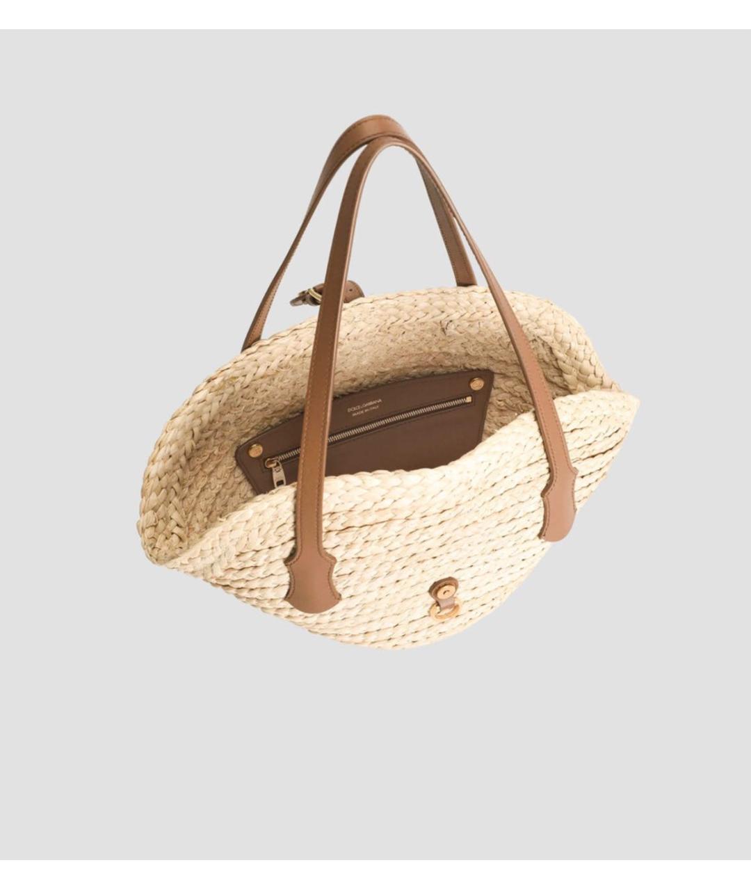 DOLCE&GABBANA Бежевая пелетеная сумка тоут, фото 4