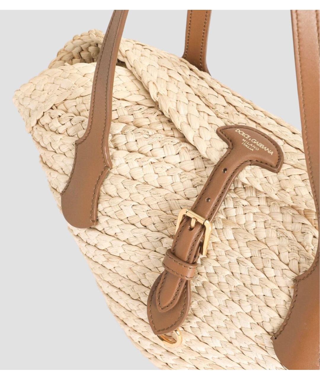 DOLCE&GABBANA Бежевая пелетеная сумка тоут, фото 5