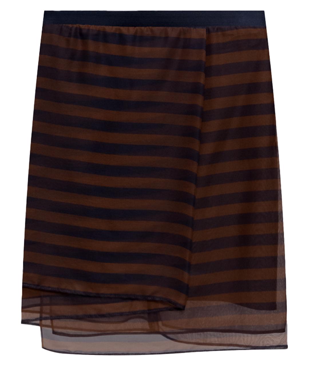 BRUNELLO CUCINELLI Коричневая шелковая юбка мини, фото 1
