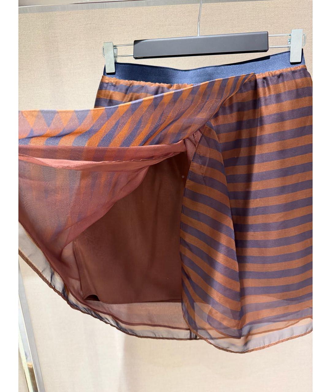 BRUNELLO CUCINELLI Коричневая шелковая юбка мини, фото 3