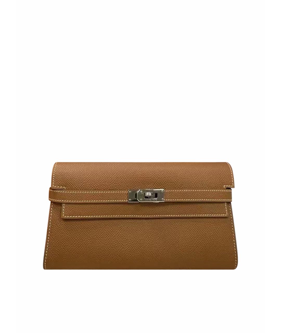 HERMES Коричневый кожаный кошелек, фото 8