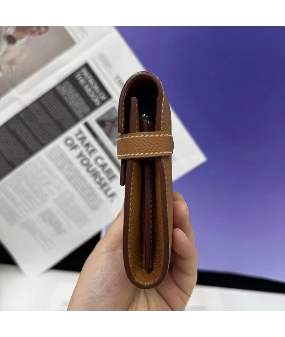 HERMES Коричневый кожаный кошелек, фото 4