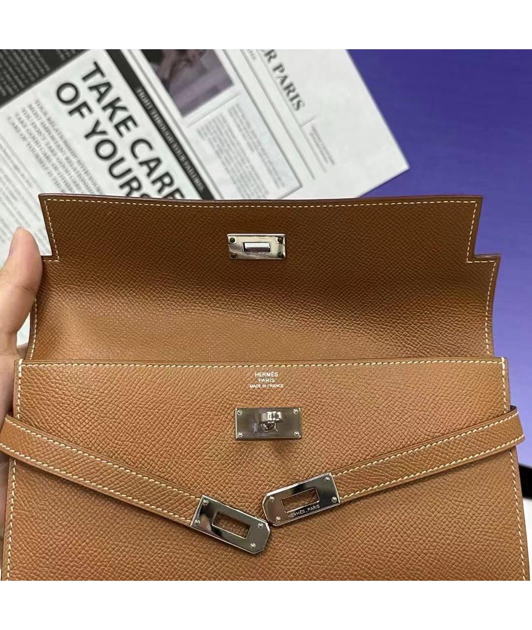 HERMES Коричневый кожаный кошелек, фото 7