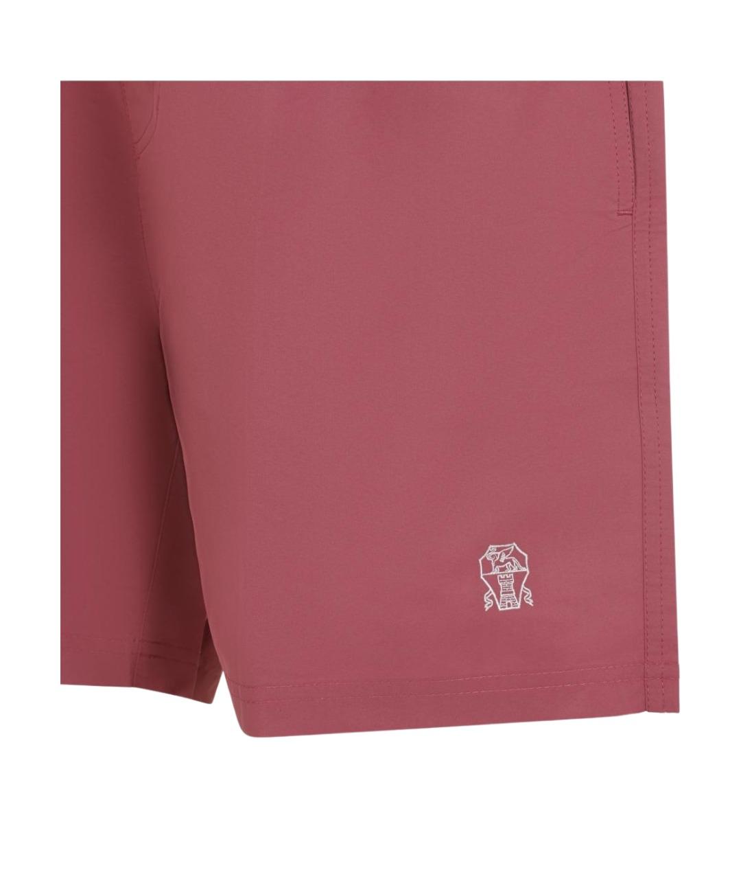 BRUNELLO CUCINELLI Красные полиэстеровые шорты, фото 3