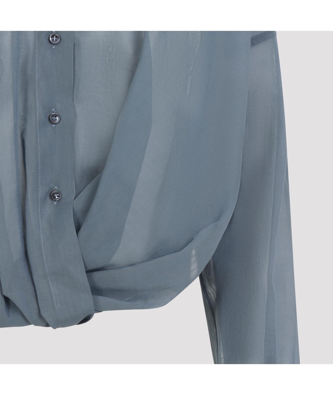 BRUNELLO CUCINELLI Синяя хлопковая блузы, фото 4
