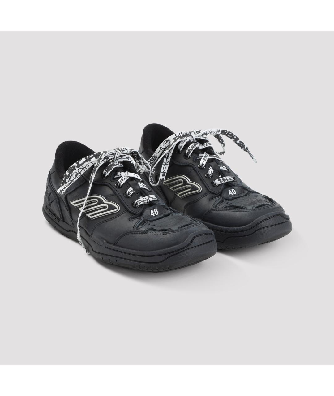 BALENCIAGA Черные кожаные кроссовки, фото 3