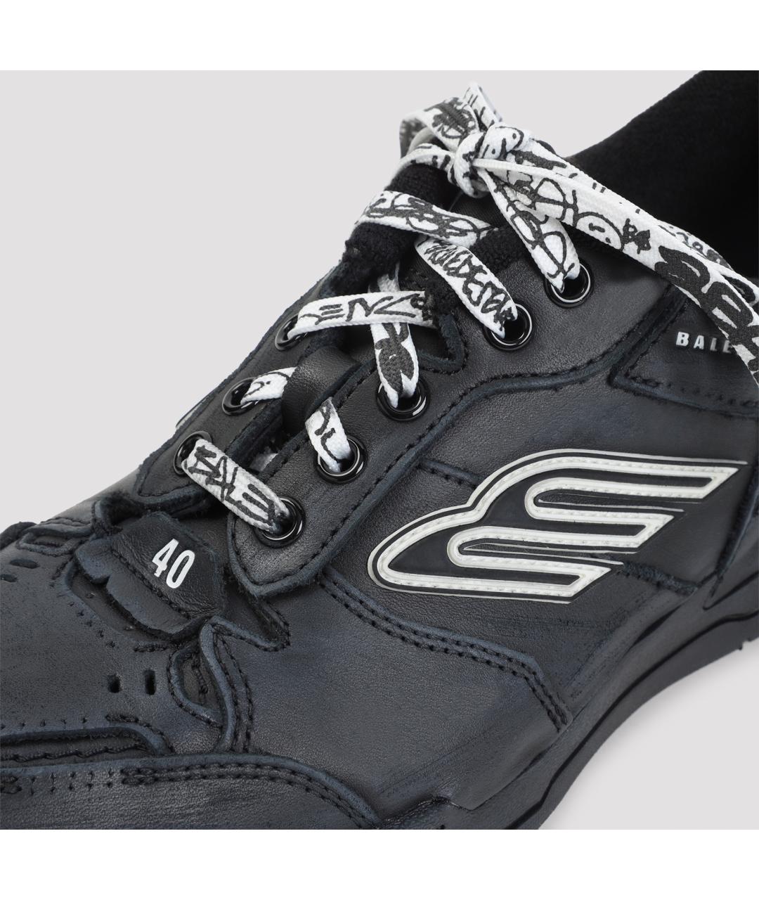 BALENCIAGA Черные кожаные кроссовки, фото 5