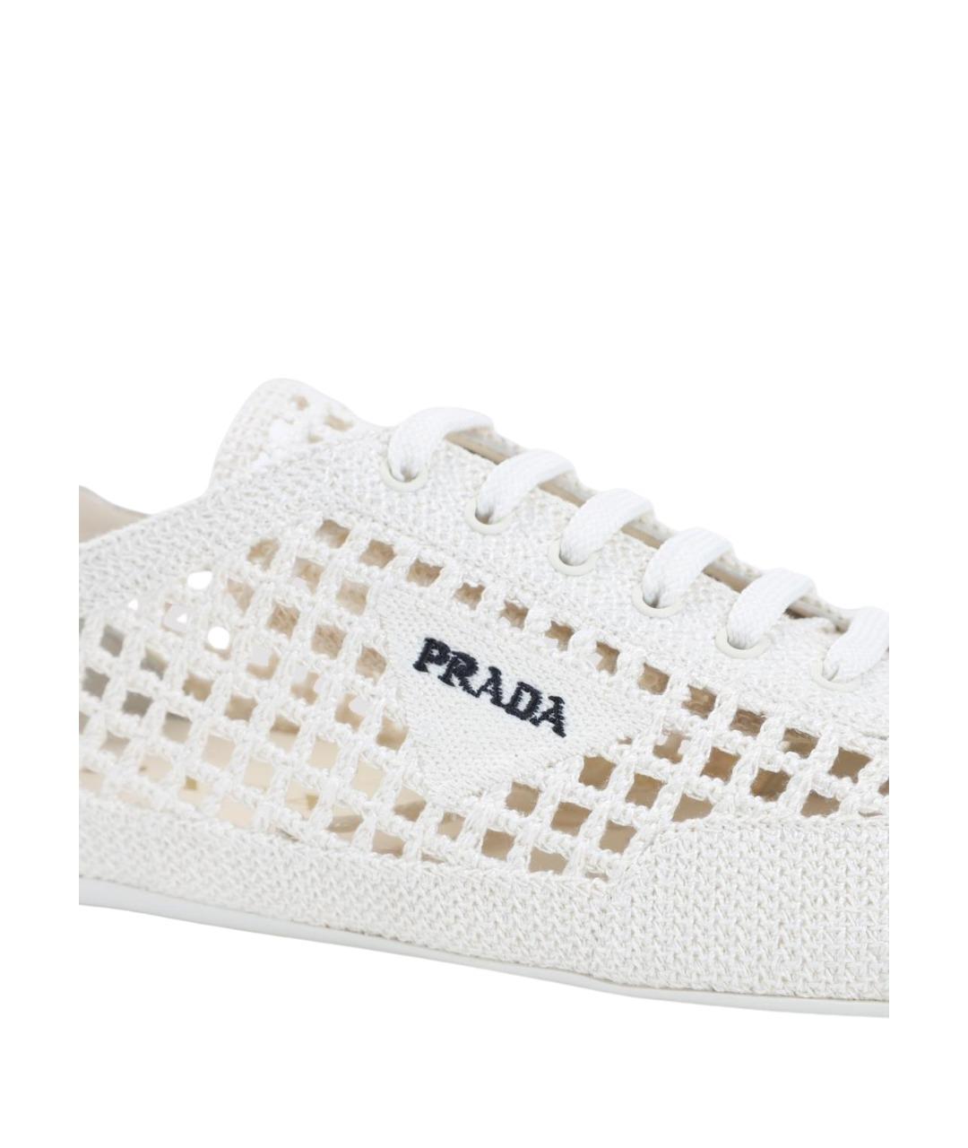 PRADA Бежевые текстильные кеды, фото 4