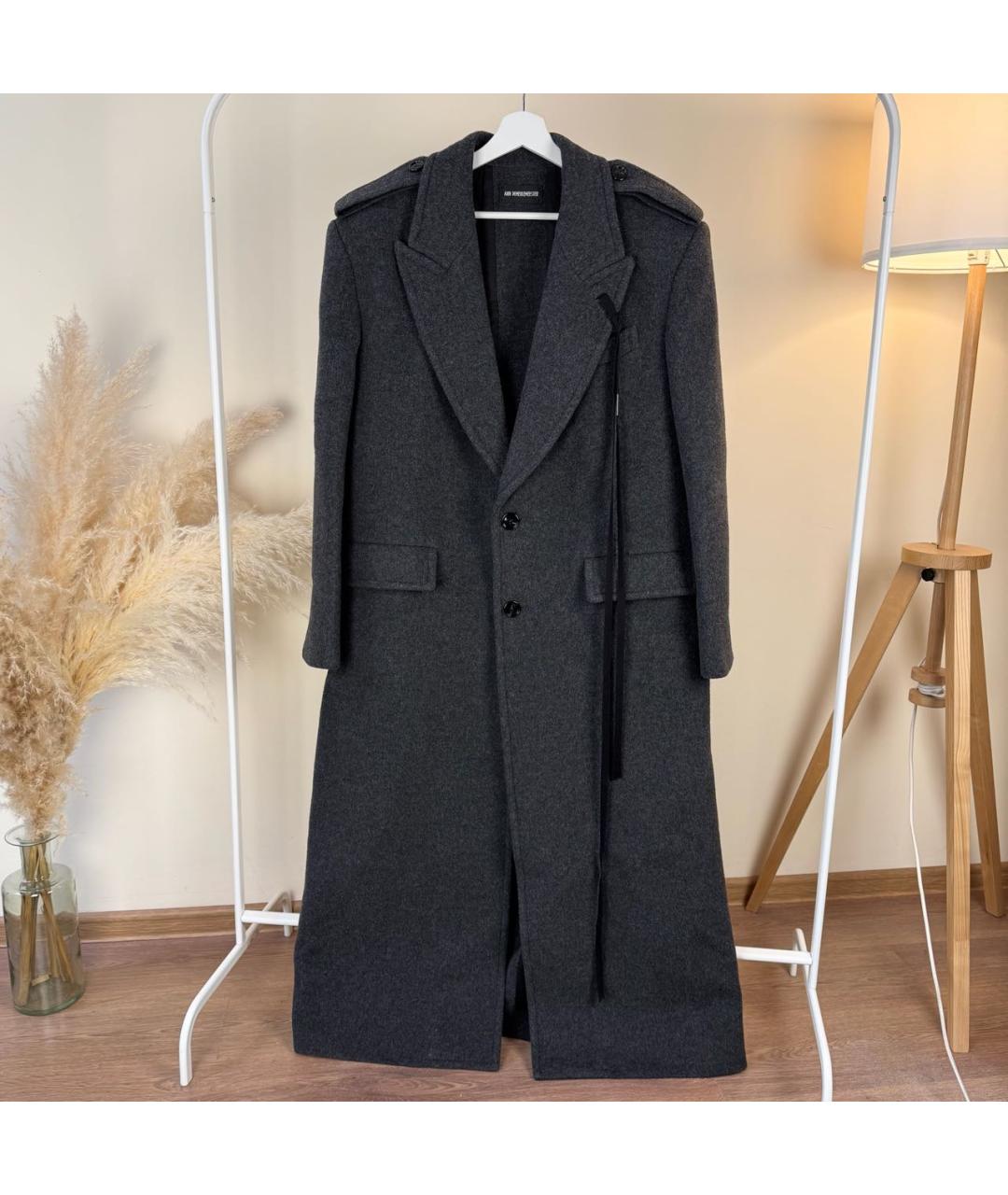 ANN DEMEULEMEESTER Серое шерстяное пальто, фото 4