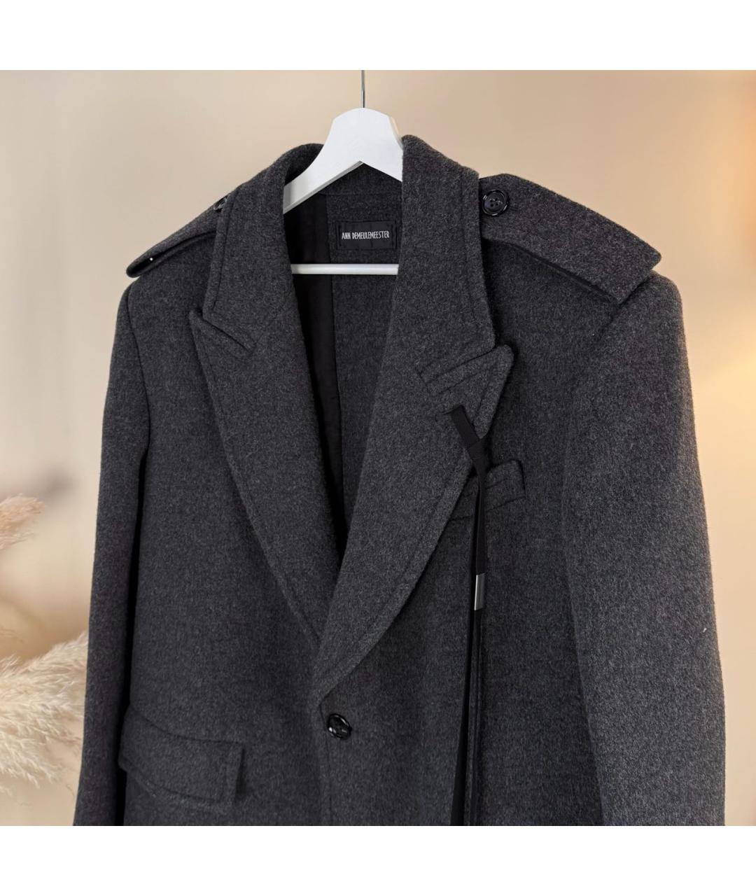 ANN DEMEULEMEESTER Серое шерстяное пальто, фото 5