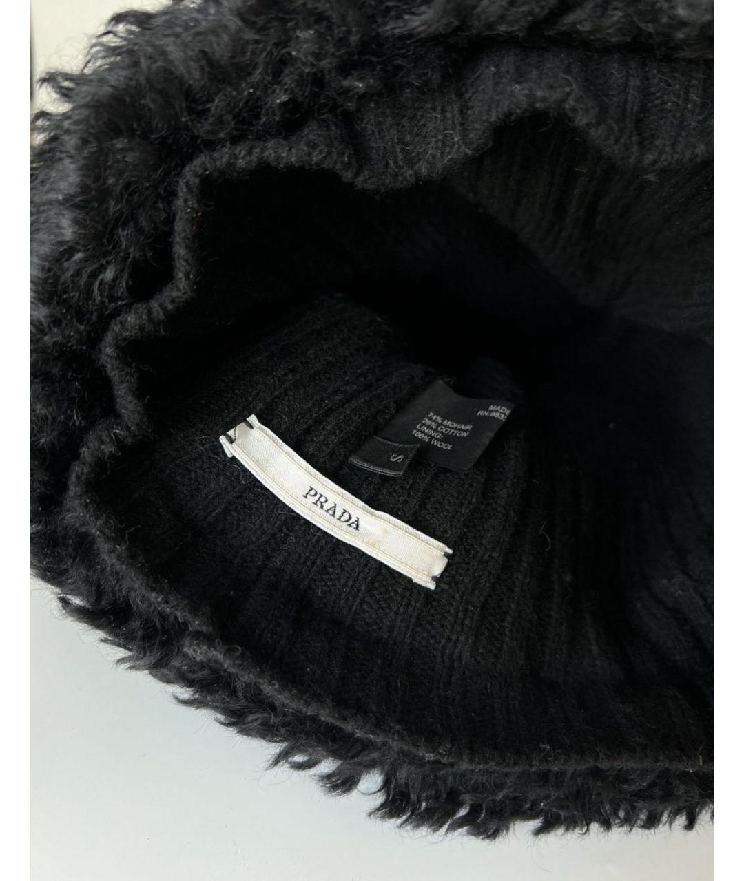 PRADA Черная шерстяная шапка, фото 4