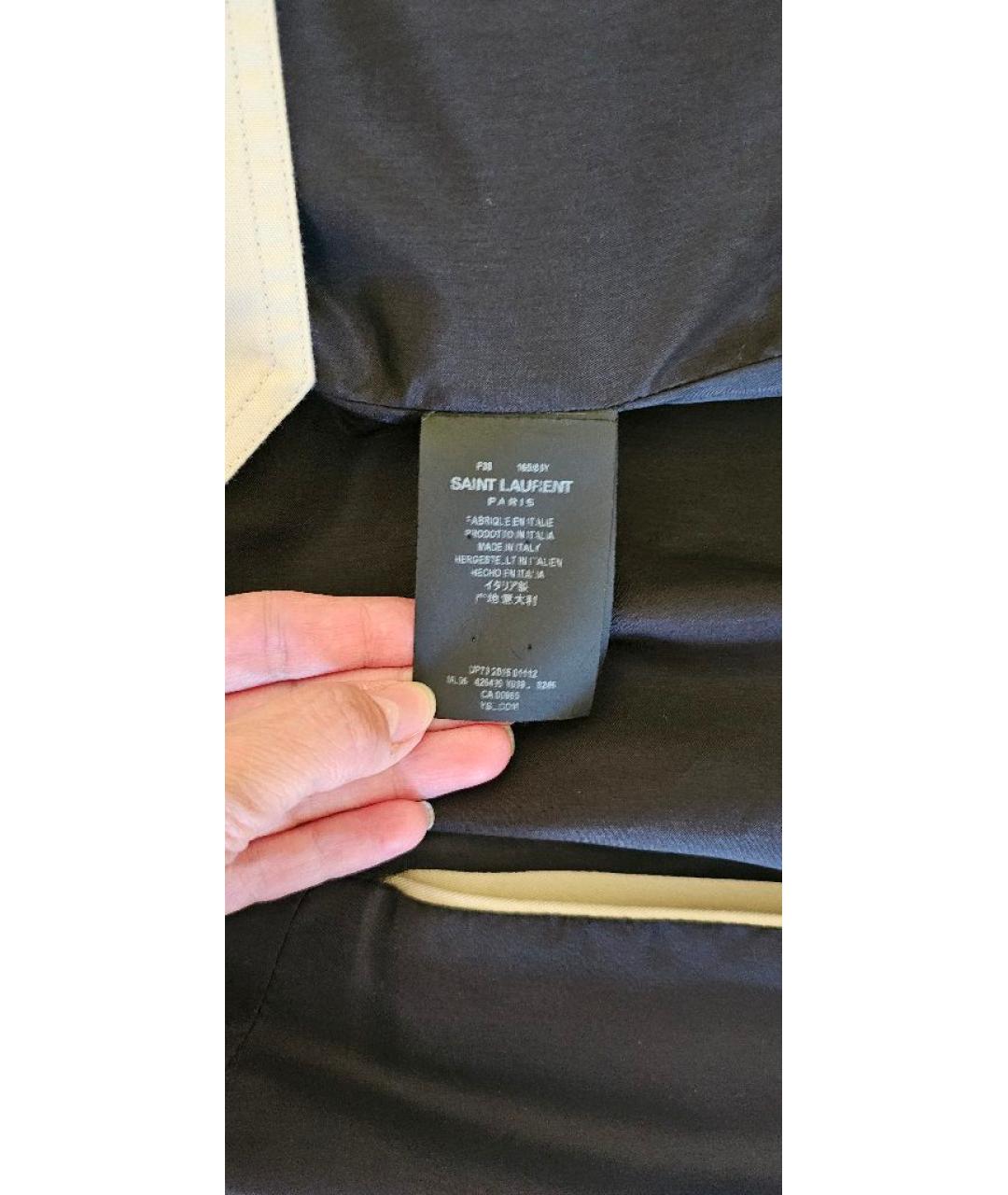 SAINT LAURENT Бежевый хлопковый тренч / плащ, фото 7