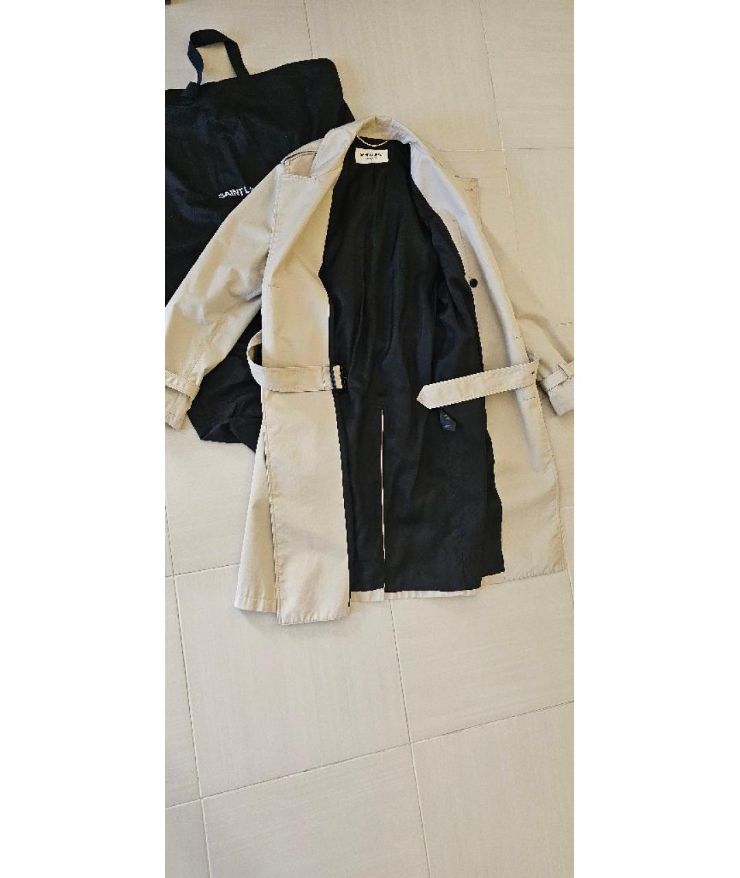SAINT LAURENT Бежевый хлопковый тренч / плащ, фото 6