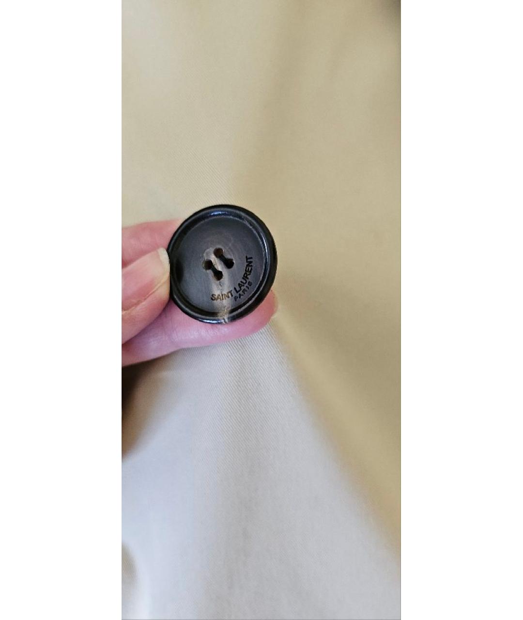 SAINT LAURENT Бежевый хлопковый тренч / плащ, фото 4