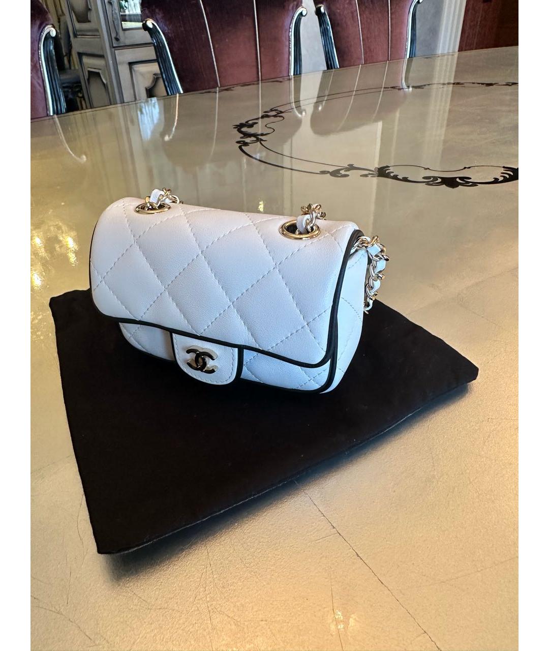 CHANEL Белая кожаная сумка через плечо, фото 7