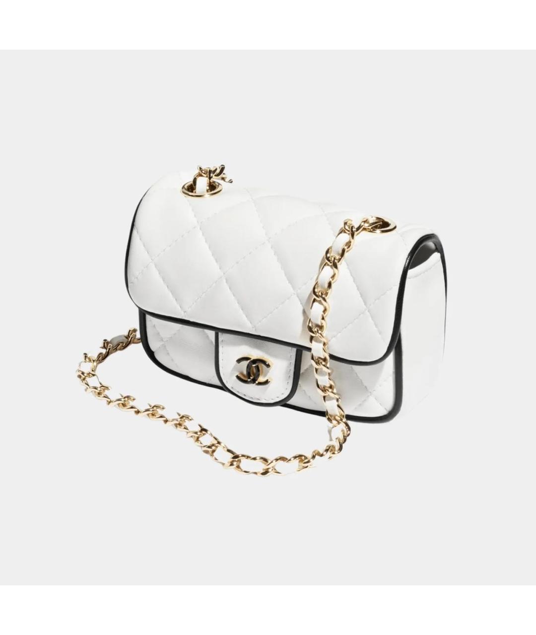 CHANEL Белая кожаная сумка через плечо, фото 2