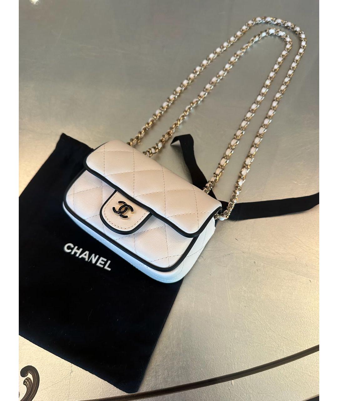 CHANEL Белая кожаная сумка через плечо, фото 8