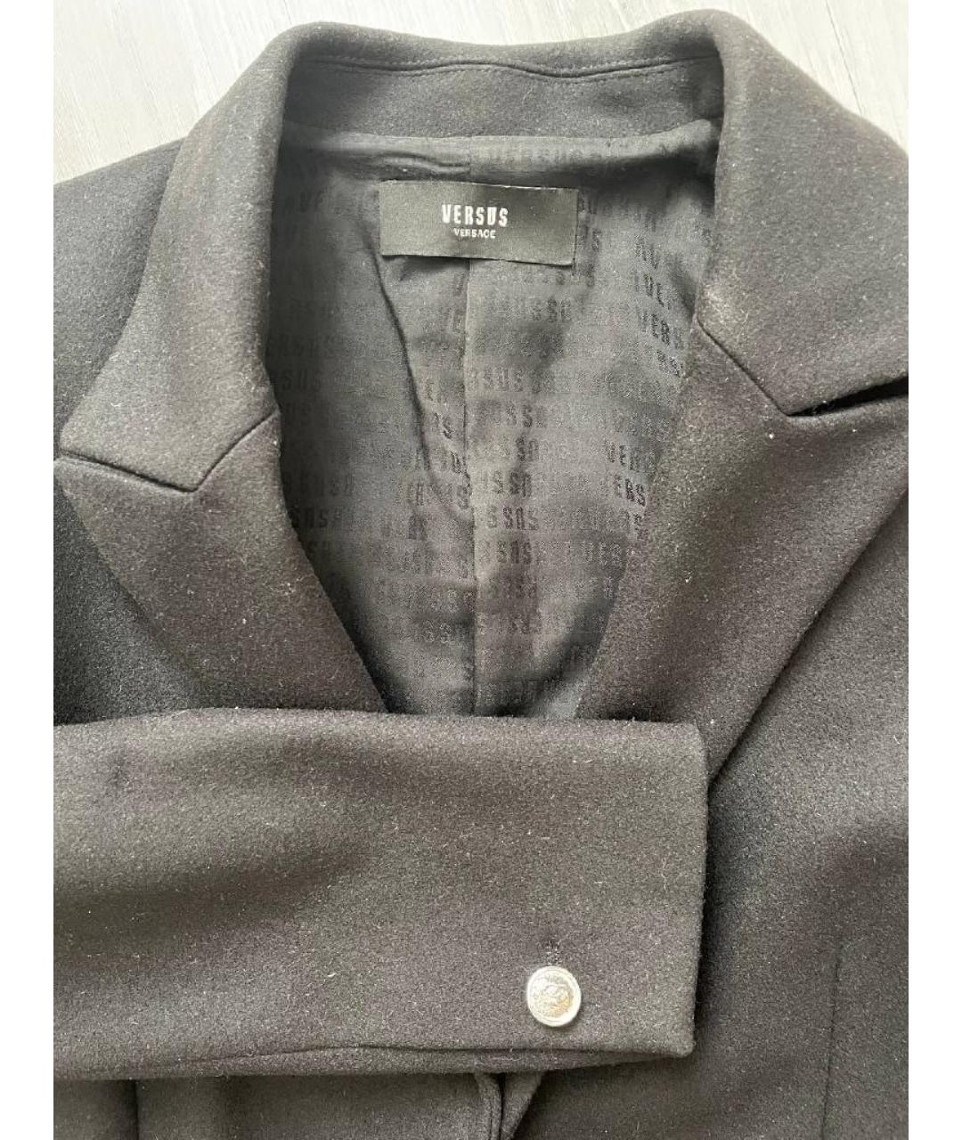 VERSUS VERSACE Черное шерстяное пальто, фото 3