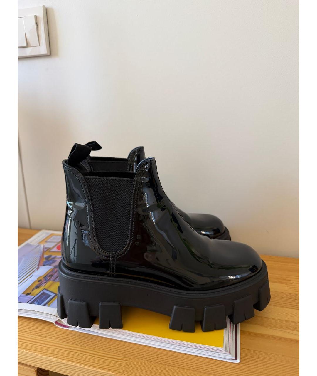 PRADA Черные полусапоги из лакированной кожи, фото 6