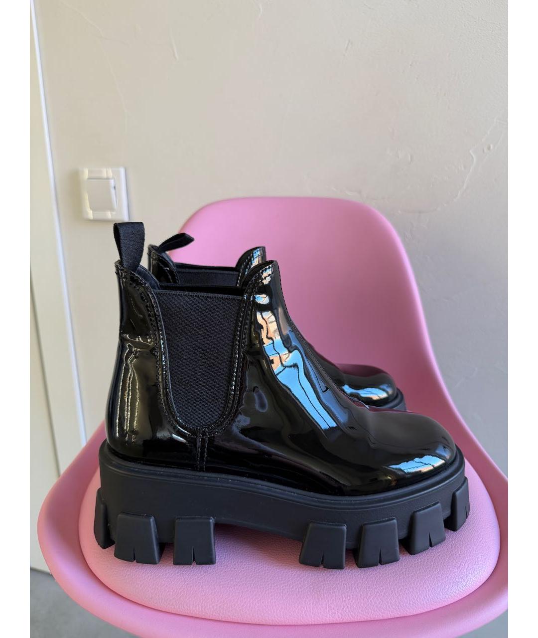 PRADA Черные полусапоги из лакированной кожи, фото 8