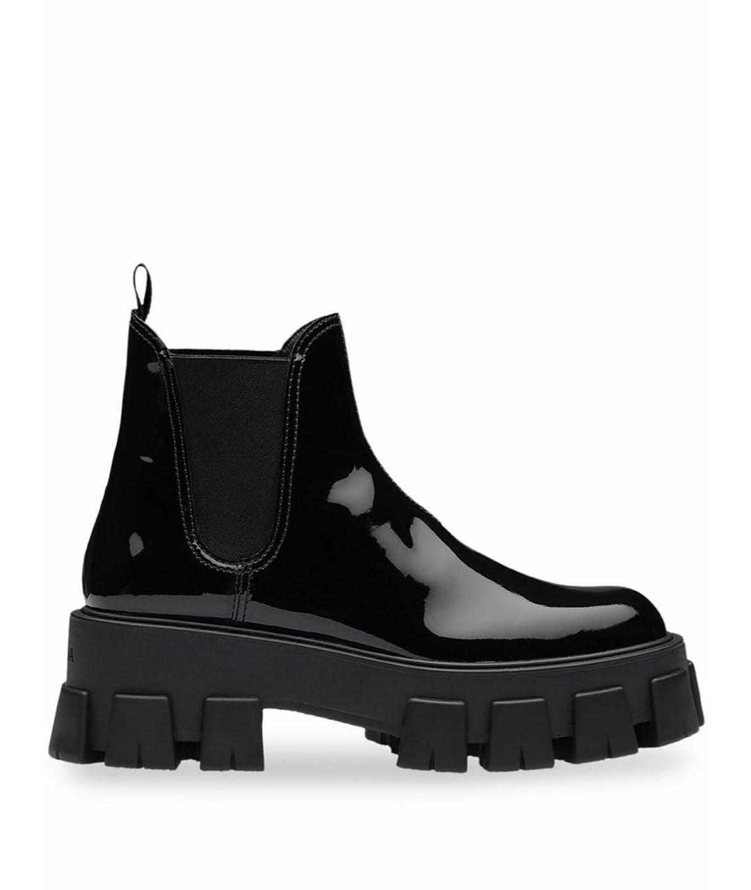 PRADA Черные полусапоги из лакированной кожи, фото 1