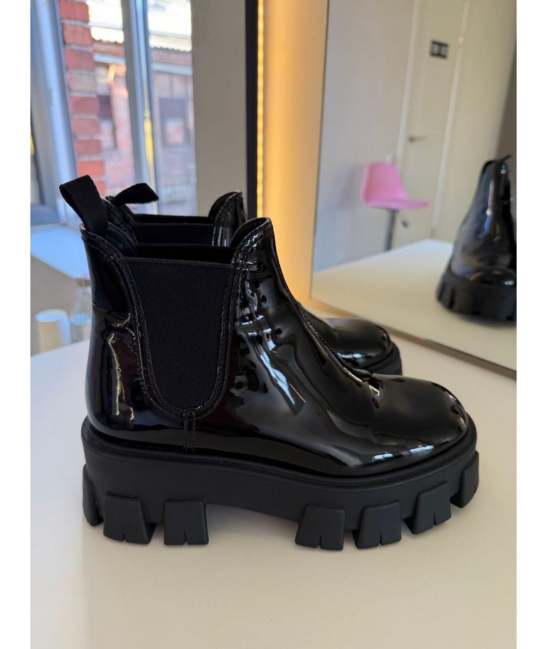 PRADA Черные полусапоги из лакированной кожи, фото 4