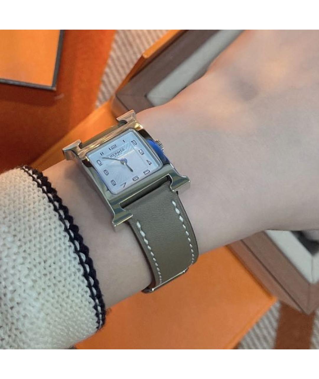 HERMES Бежевые стальные часы, фото 6