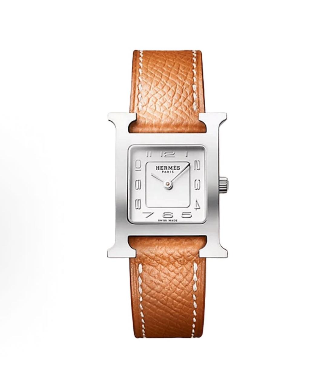 HERMES Оранжевое стальные часы, фото 5