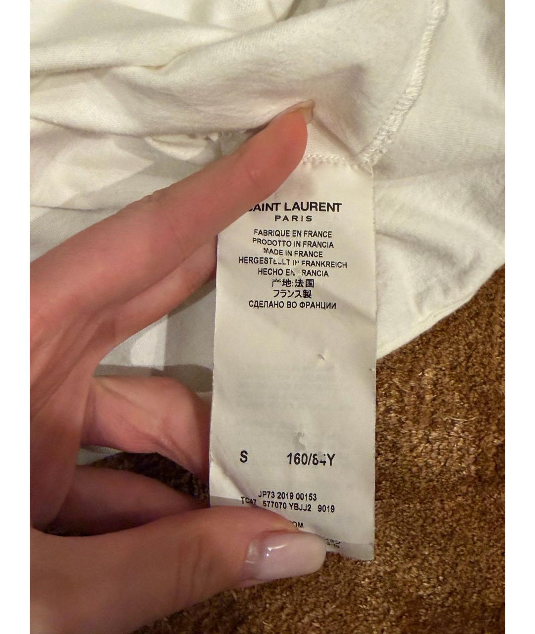 SAINT LAURENT Белая хлопковая футболка, фото 3