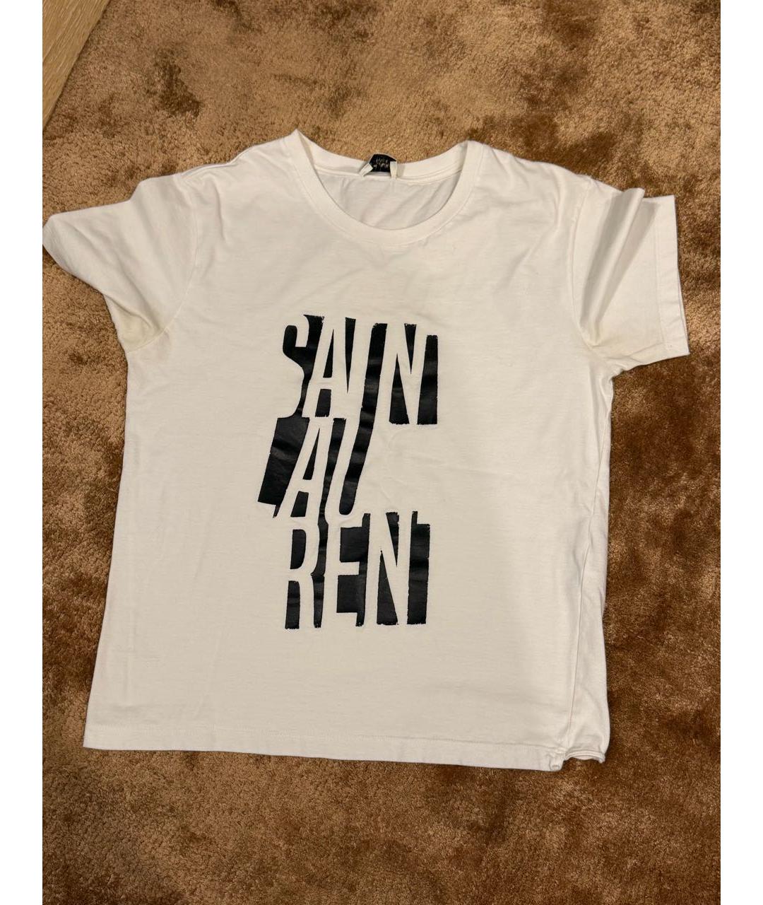 SAINT LAURENT Белая хлопковая футболка, фото 5