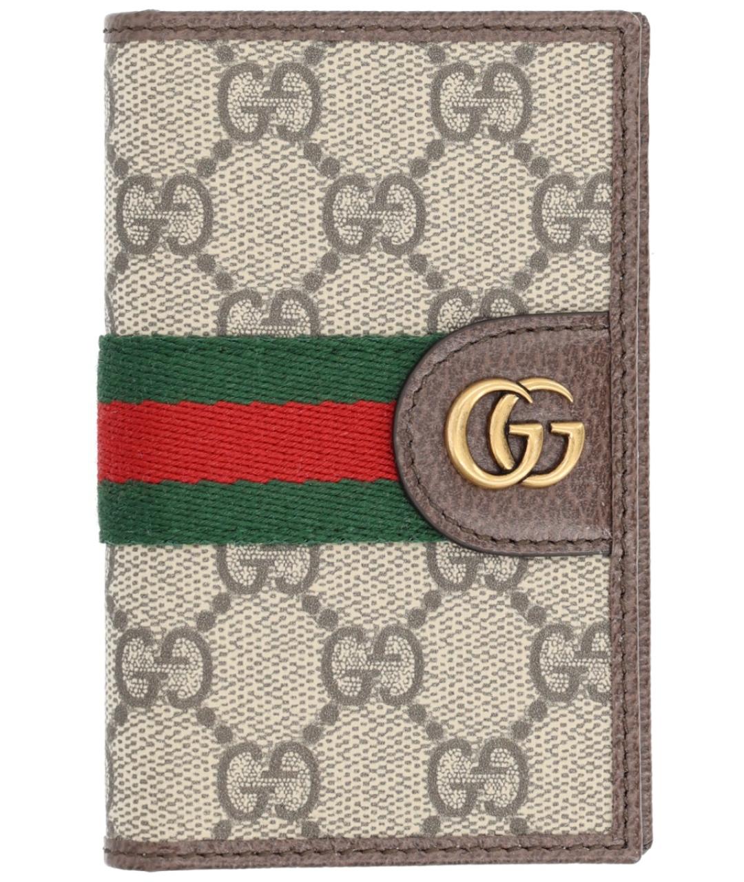 GUCCI Коричневый полиуретановый кардхолдер, фото 1