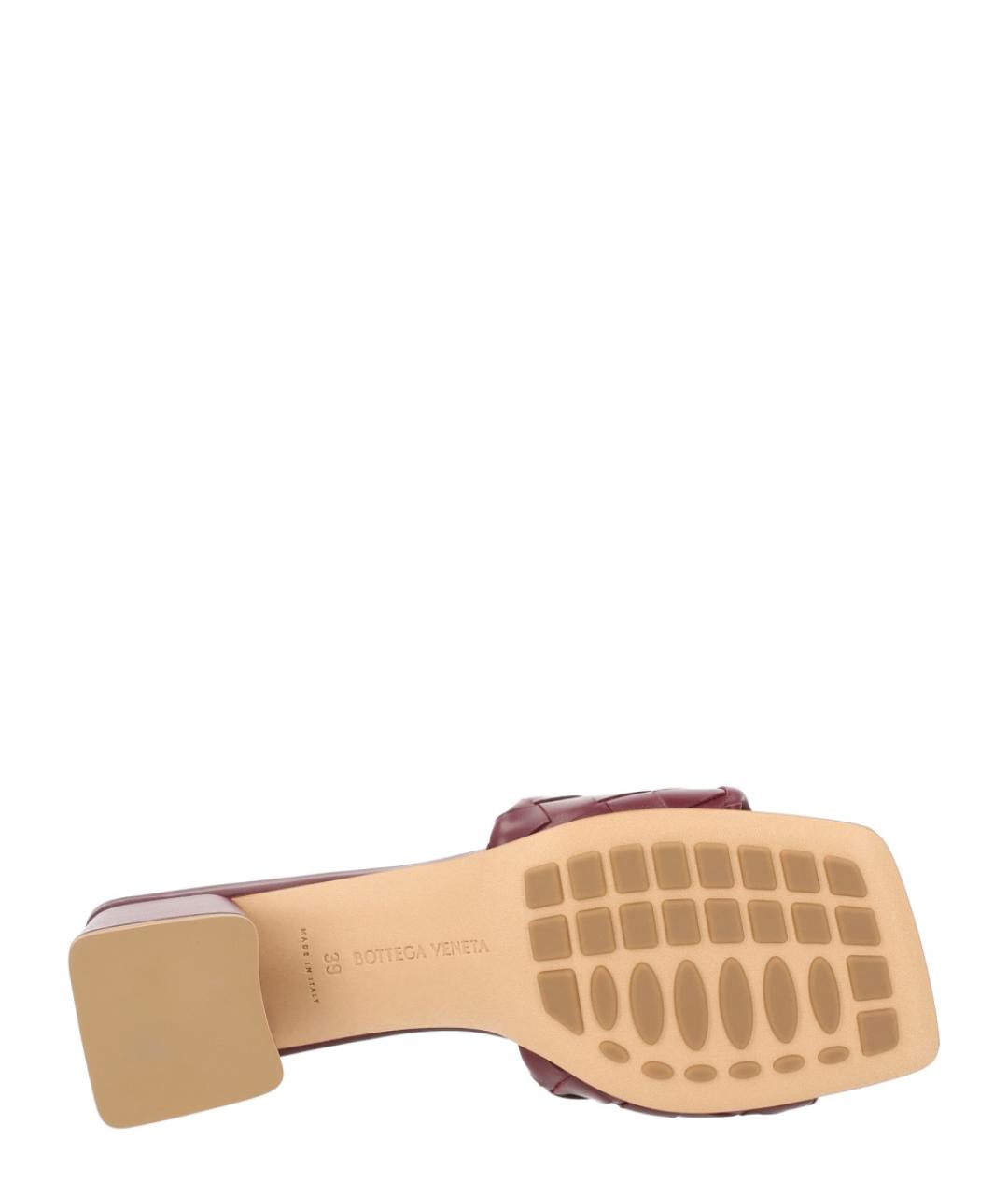 BOTTEGA VENETA Бордовые кожаные босоножки, фото 6