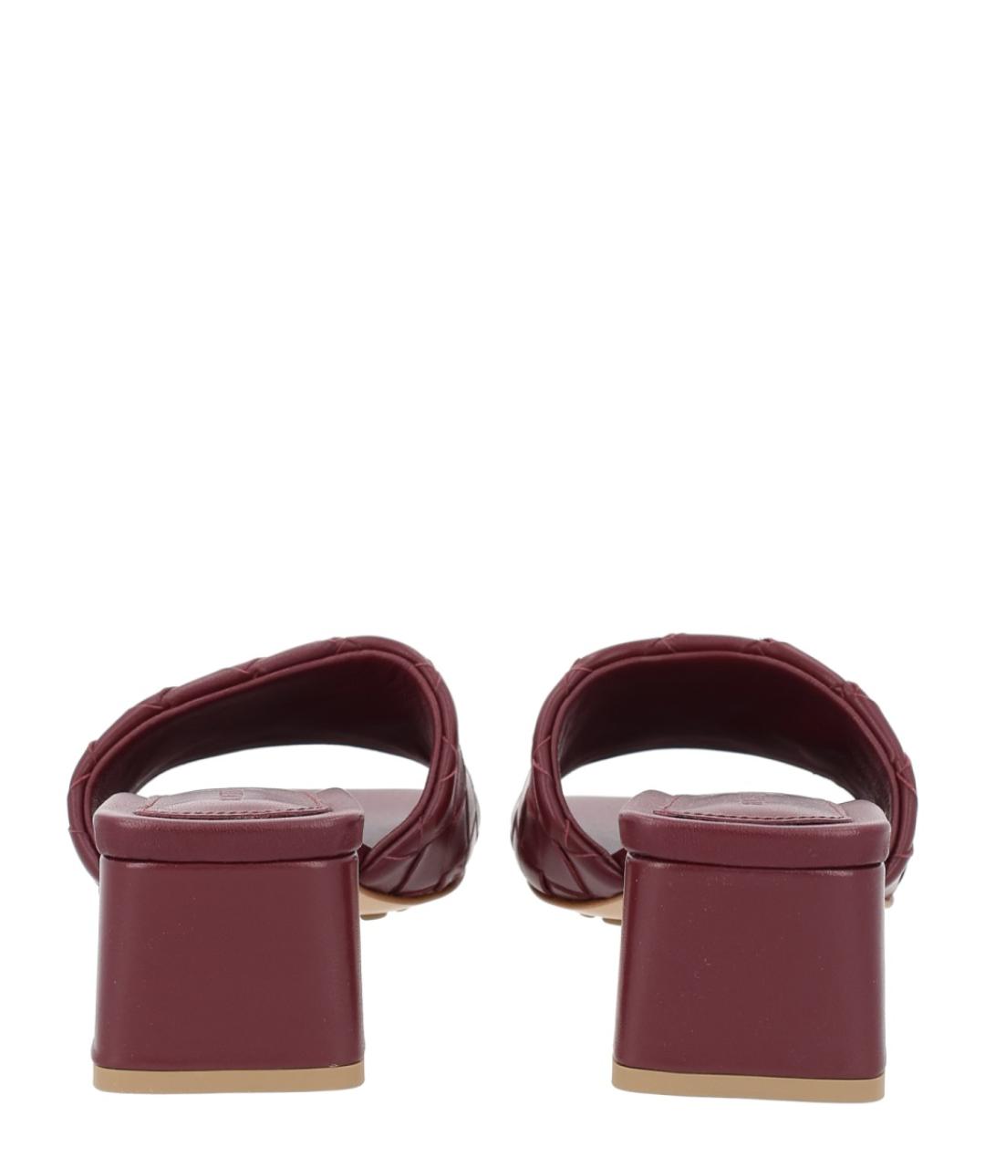 BOTTEGA VENETA Бордовые кожаные босоножки, фото 4