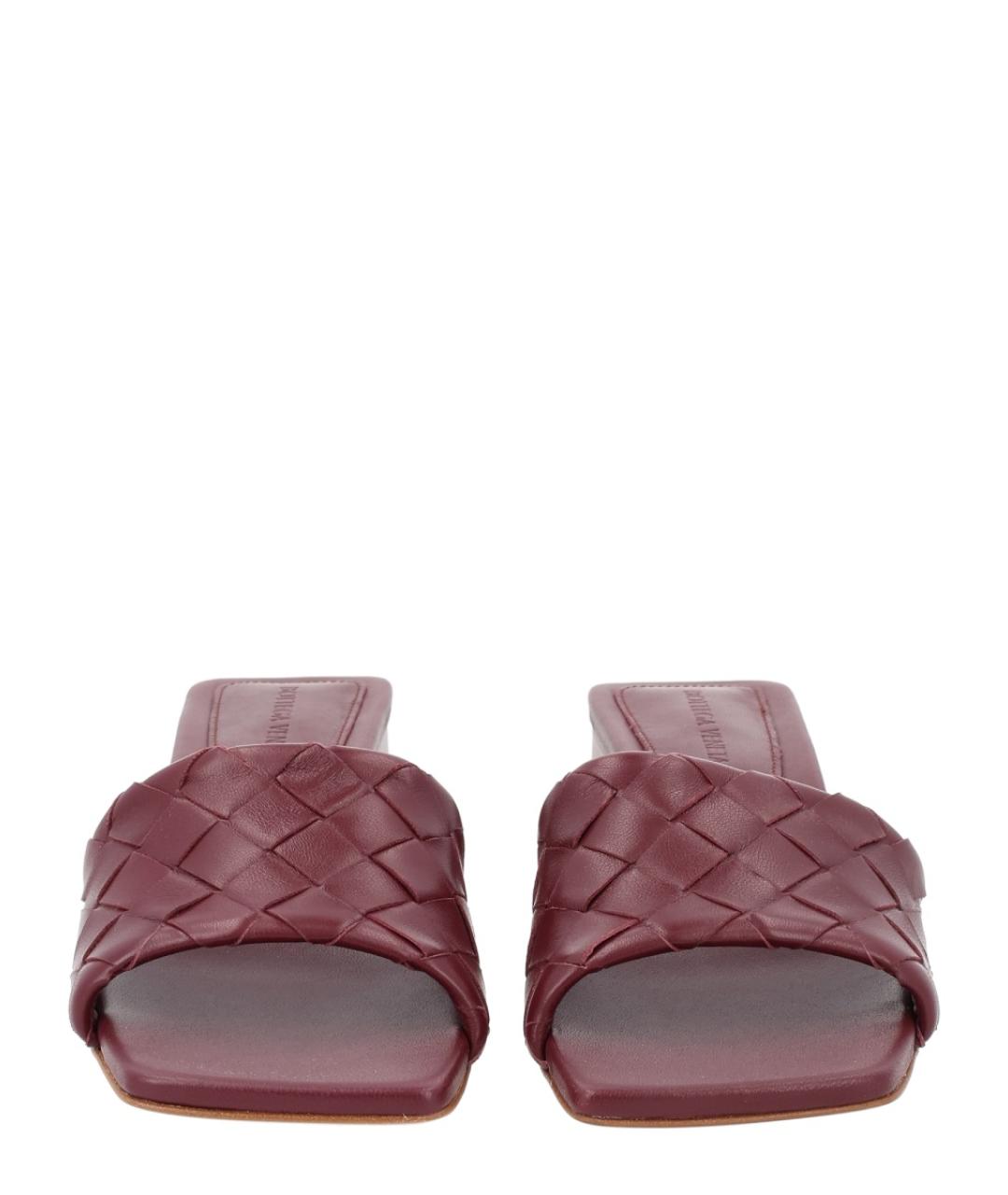 BOTTEGA VENETA Бордовые кожаные босоножки, фото 3