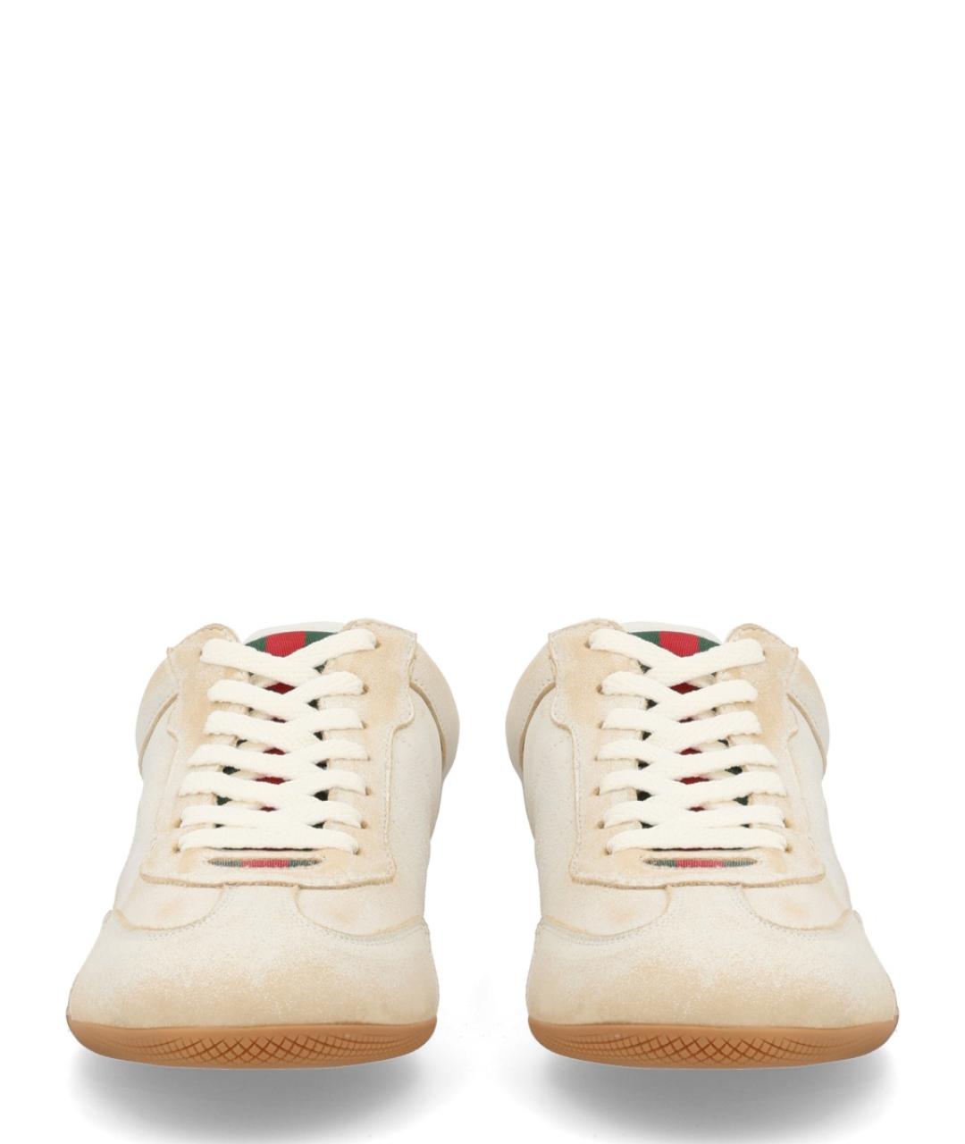 GUCCI Бежевые кожаные кроссовки, фото 3