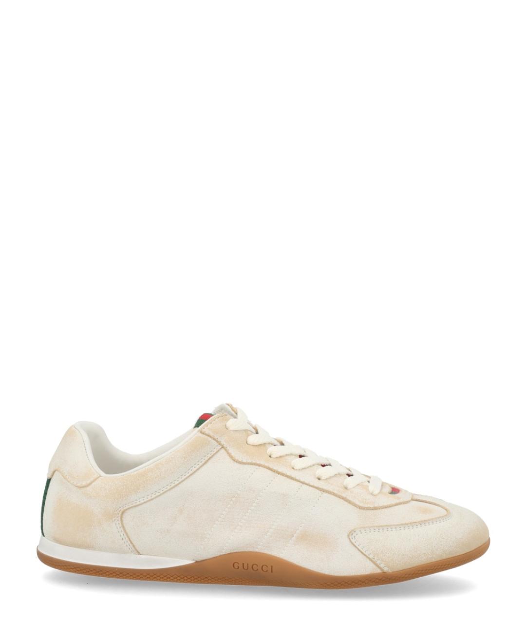 GUCCI Бежевые кожаные кроссовки, фото 1