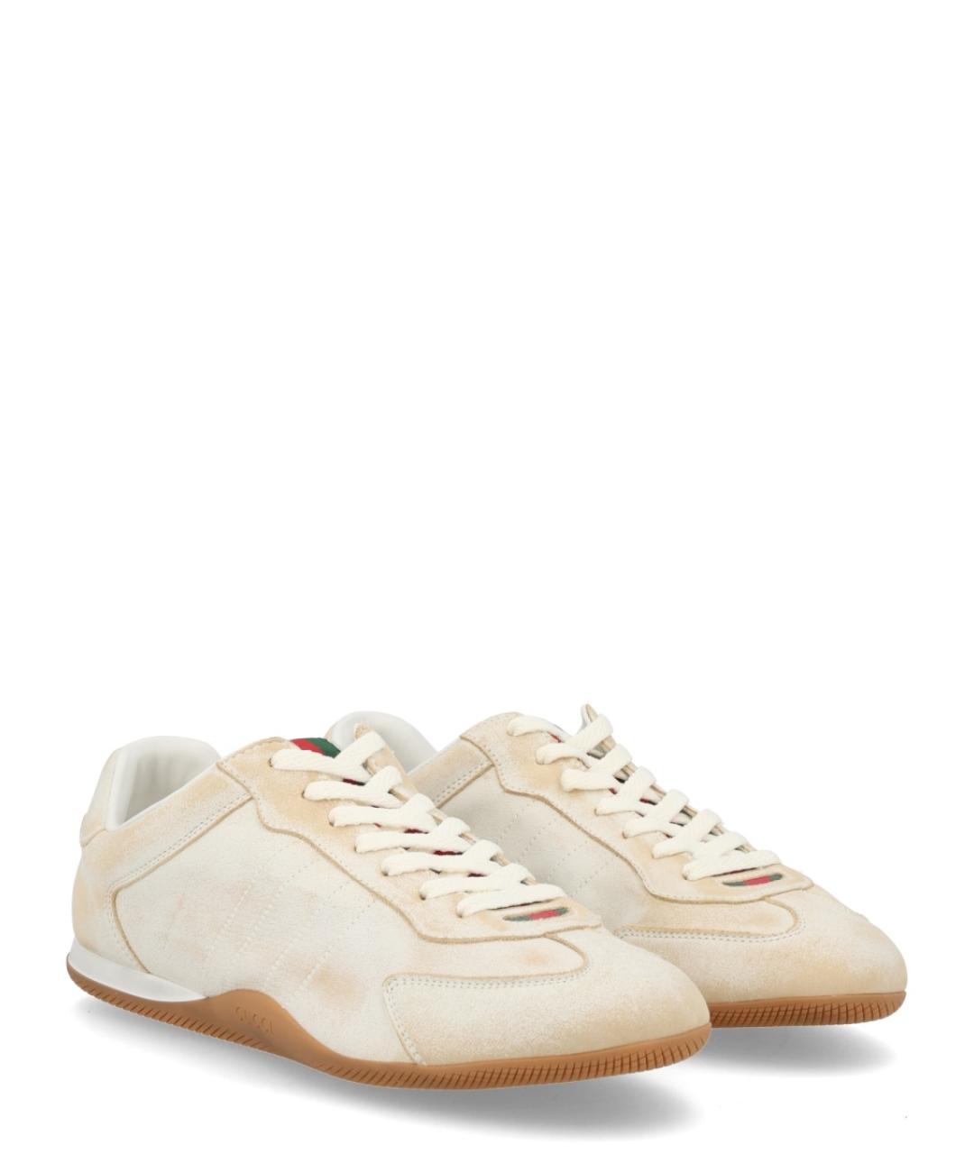 GUCCI Бежевые кожаные кроссовки, фото 2