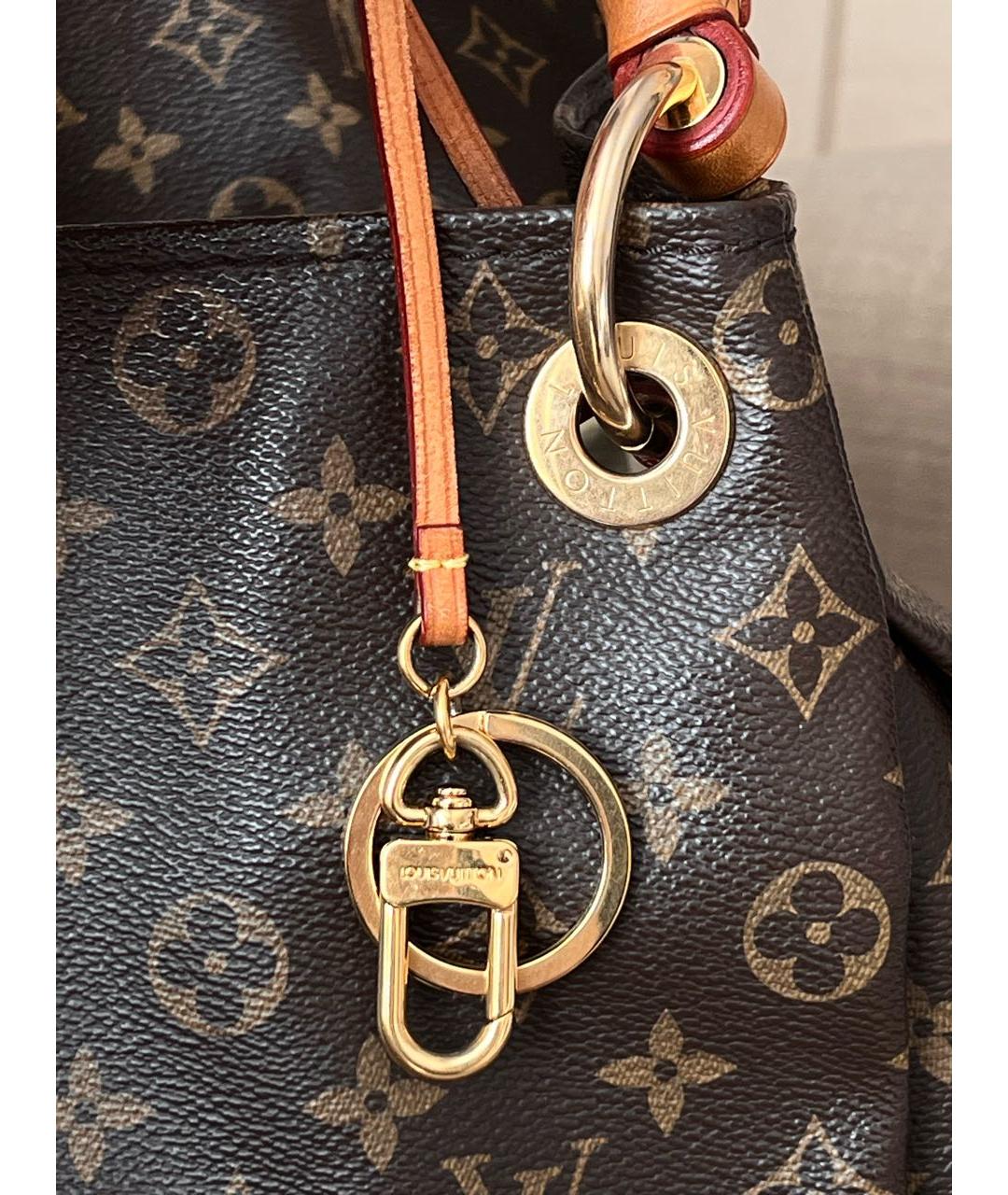 LOUIS VUITTON Коричневая кожаная сумка тоут, фото 5