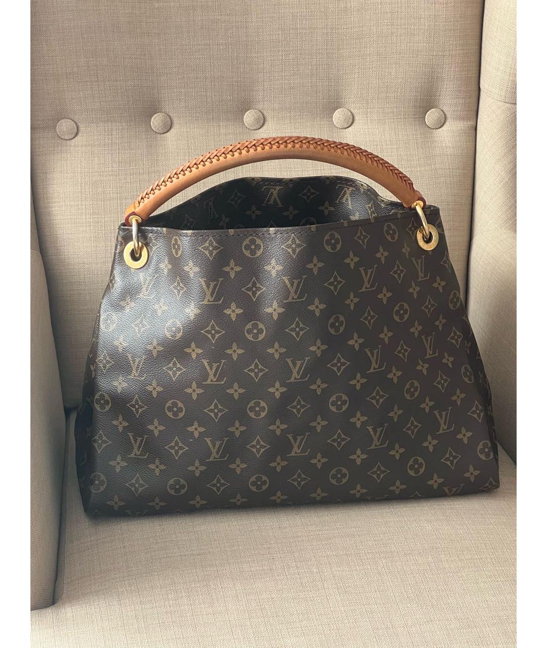 LOUIS VUITTON Коричневая кожаная сумка тоут, фото 3