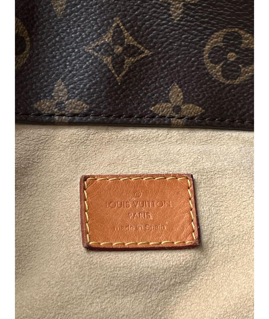 LOUIS VUITTON Коричневая кожаная сумка тоут, фото 7