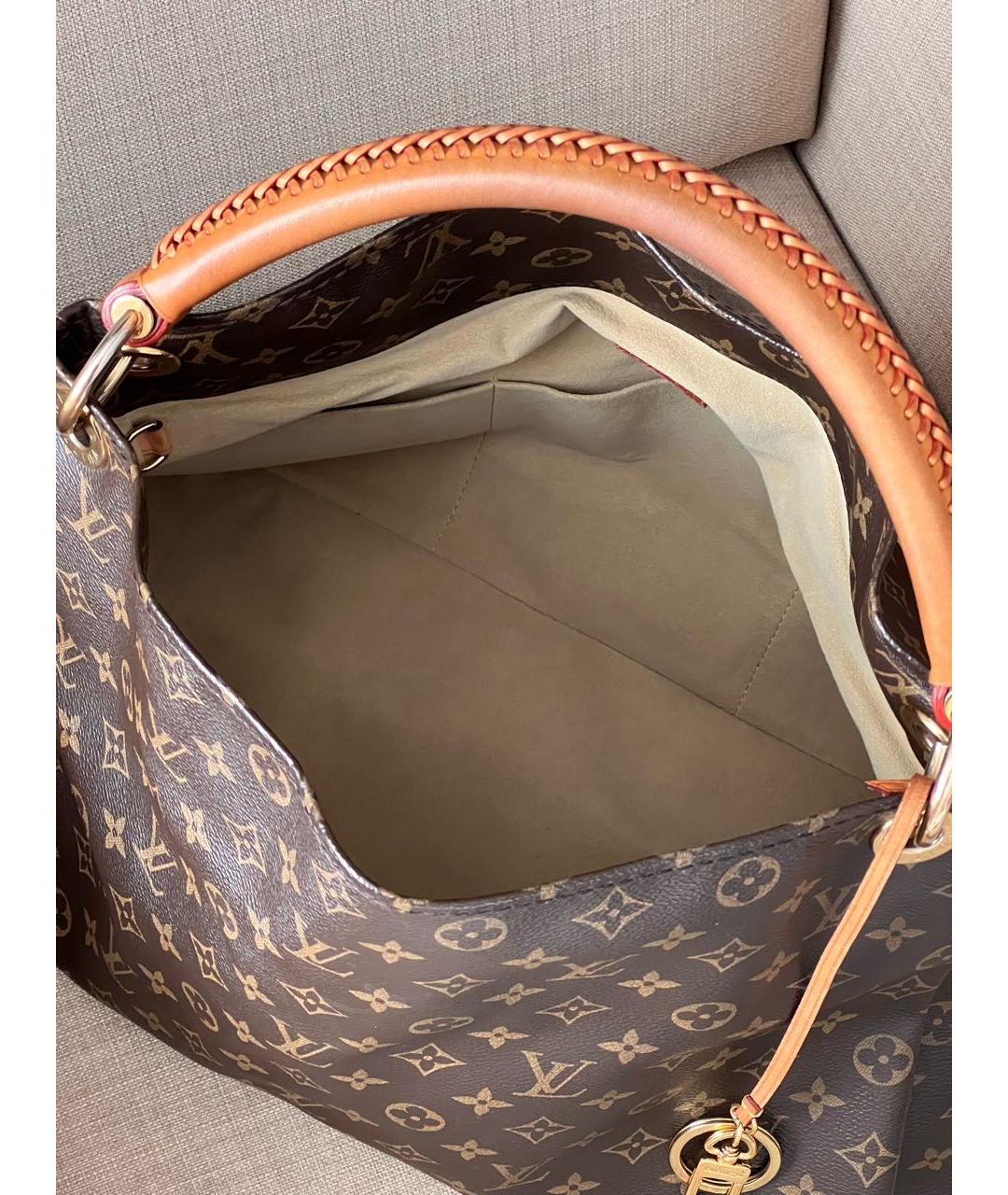 LOUIS VUITTON Коричневая кожаная сумка тоут, фото 4