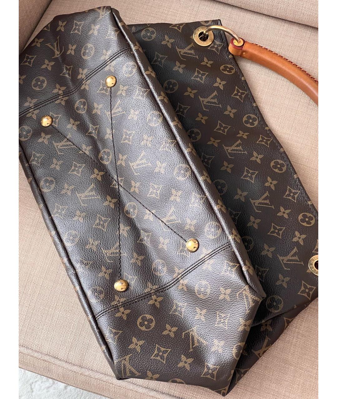 LOUIS VUITTON Коричневая кожаная сумка тоут, фото 6