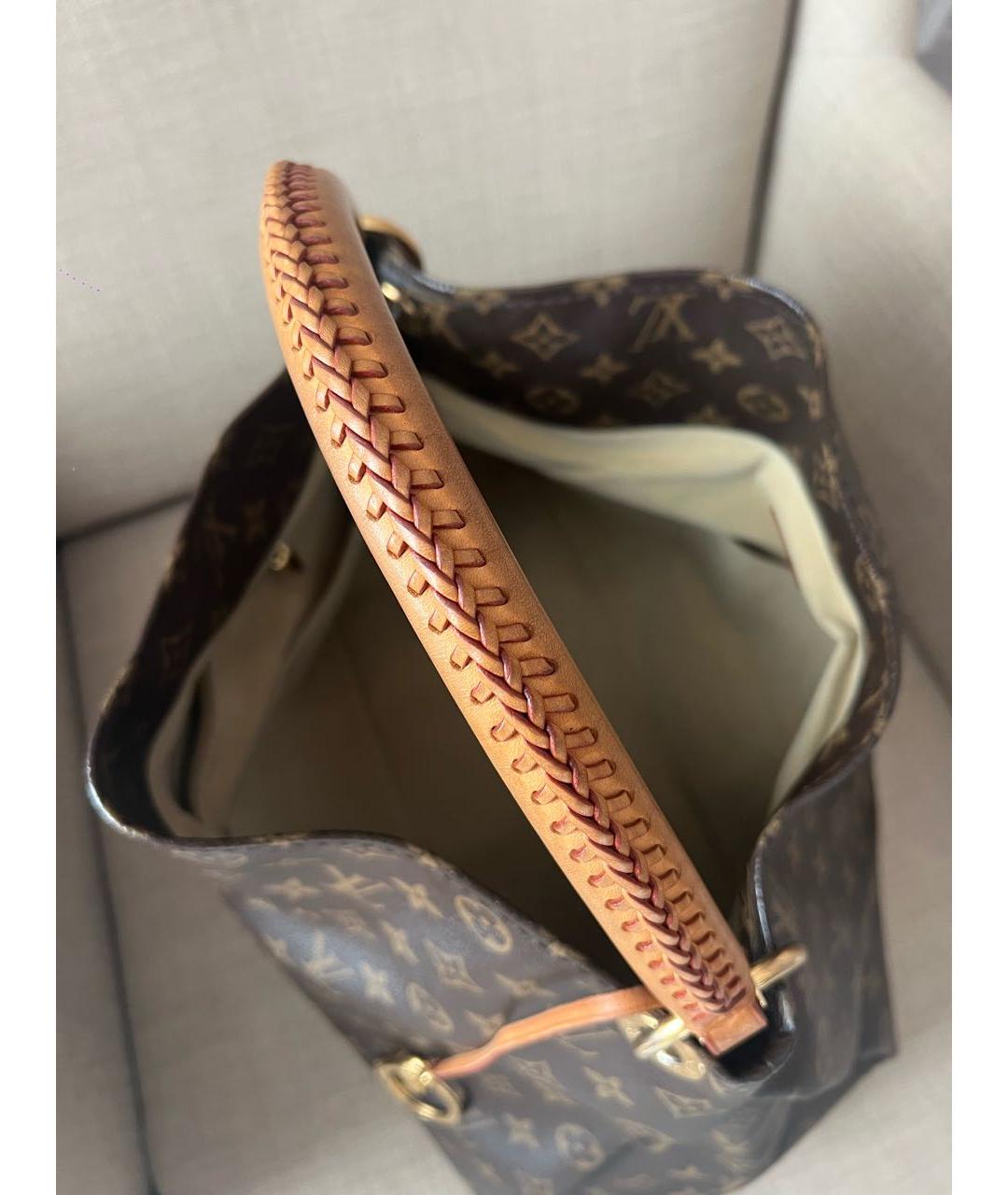 LOUIS VUITTON Коричневая кожаная сумка тоут, фото 8