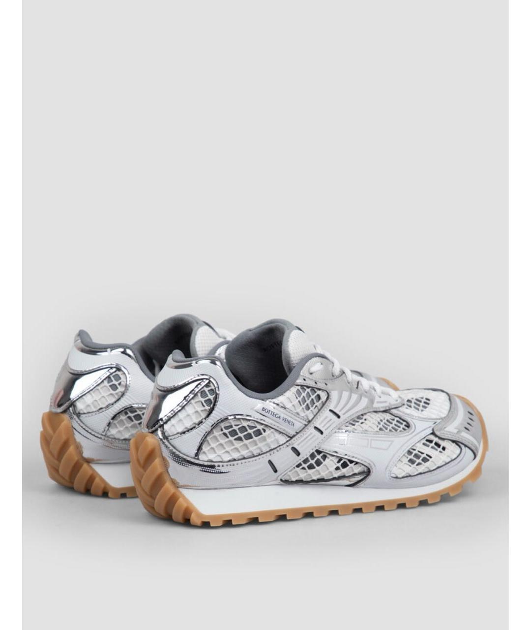 BOTTEGA VENETA Серебряные текстильные низкие кроссовки / кеды, фото 3